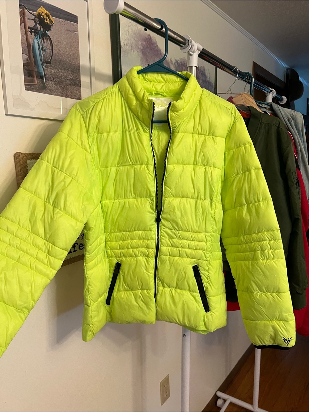 Justice Neon Lime Quilted Jacket Size 20